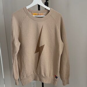 Aviator Nation Tan Lightning Bolt Sweatshirt